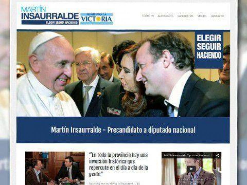 Insaurralde usa la foto con el Papa en su p�gina aunque dijo que no formaba parte de la campa�a