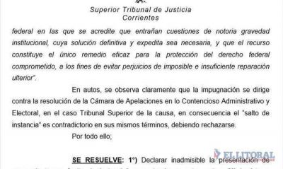 El STJ rechaz� el pedido de per saltum y queda firme la re-reelecci�n de Alterats