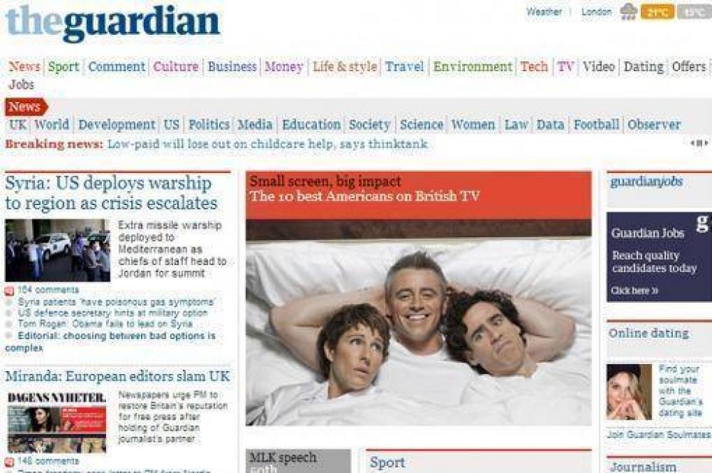 The Guardian acus� a Londres de �criminalizar a todo el periodismo�