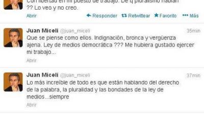 Juan Miceli denunci� que lo censuraron en la TV P�blica