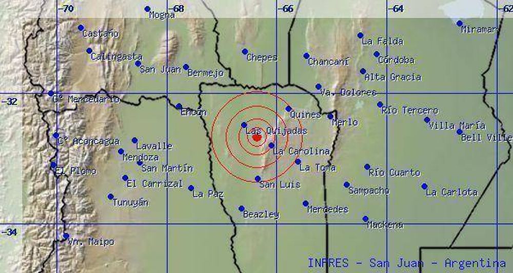 Leve sismo entre Las Quijadas y La Carolina