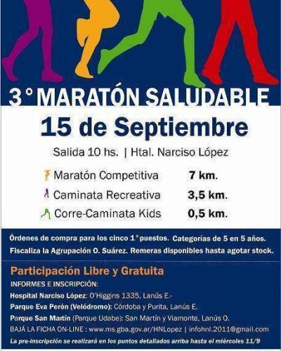 Se realizar� la 3� Marat�n Saludable del Hospital Narciso L�pez de Lan�s