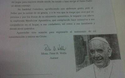 Olavarr�a: Envi� una carta al Papa y recibi� respuesta del Vaticano