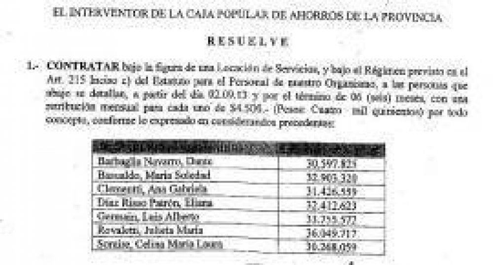 "Cortalezzi sigue pagando favores con m�s nombramientos en la Caja"