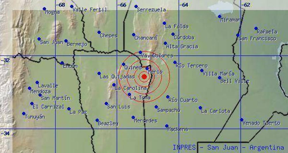 Leve sismo en cercan�as de las sierras de los Comechingones
