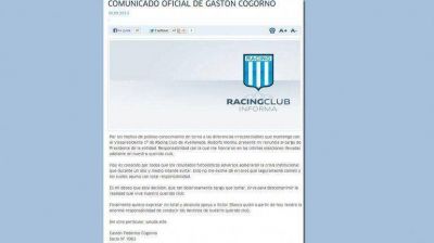 Cogorno confirm� su renuncia y Blanco es el nuevo Presidente de Racing