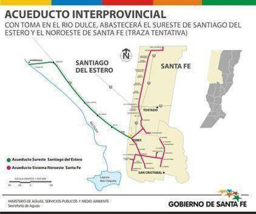 Santa Fe y Santiago del Estero pusieron en marcha la construcci�n de un acueducto interprovincial 