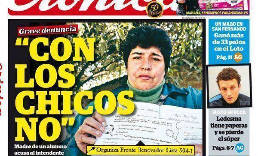 Fuerte embestida contra el intendente Sandro Guzm�n en la tapa del diario Cr�nica