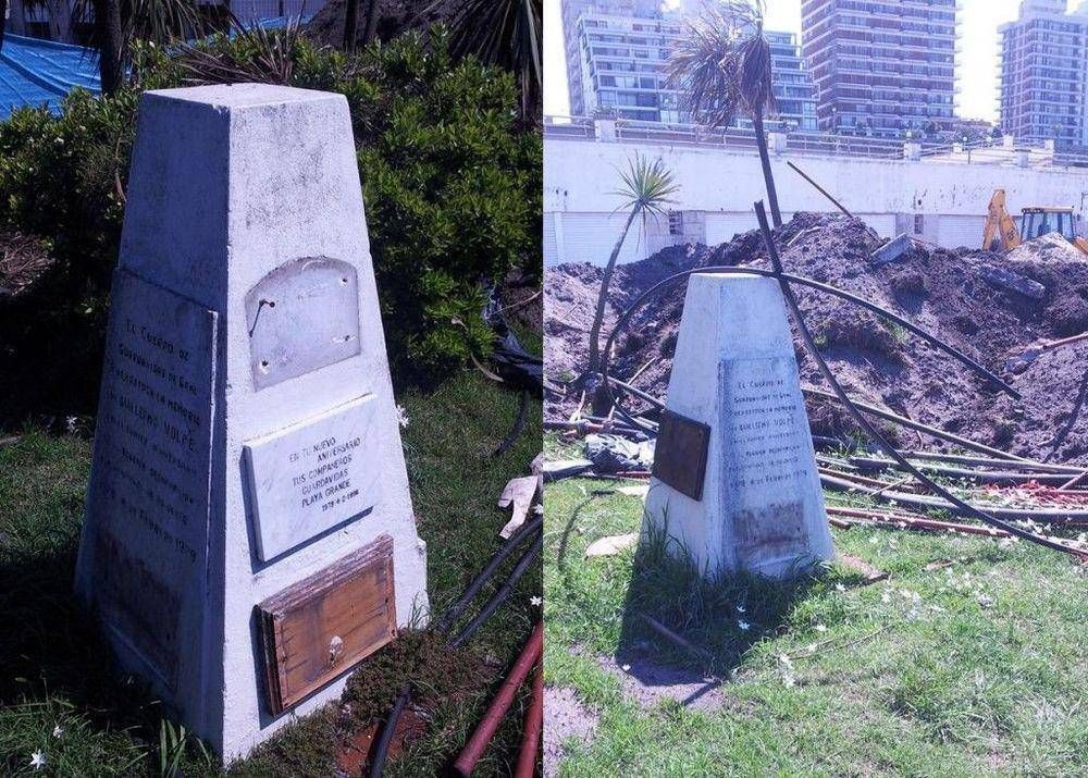 Robaron las placas de bronce del monumento a Guillermo Volpe