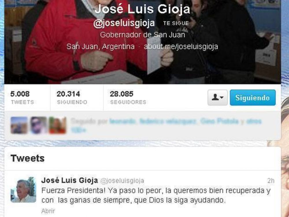 Gioja le dese� a Cristina en Twitter que Dios la siga ayudando