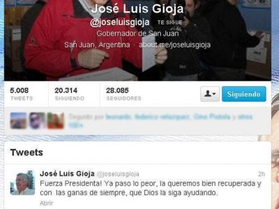 Gioja le dese� a Cristina en Twitter que Dios la siga ayudando