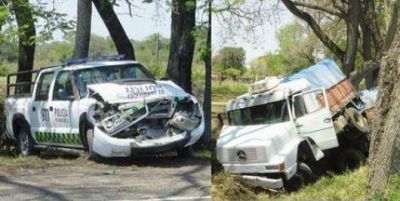 Un cami�n sin frenos embisti� a un patrullero