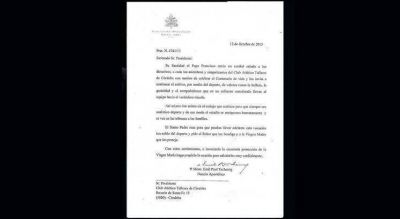 La carta del Papa Francisco a Talleres por el Centenario