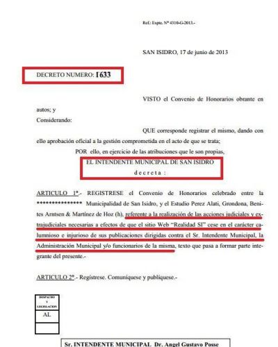 Posse no quiere que se publiquen notas cr�ticas y lo pagan los vecinos