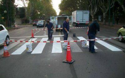 Pintan pasos peatonales en San Isidro