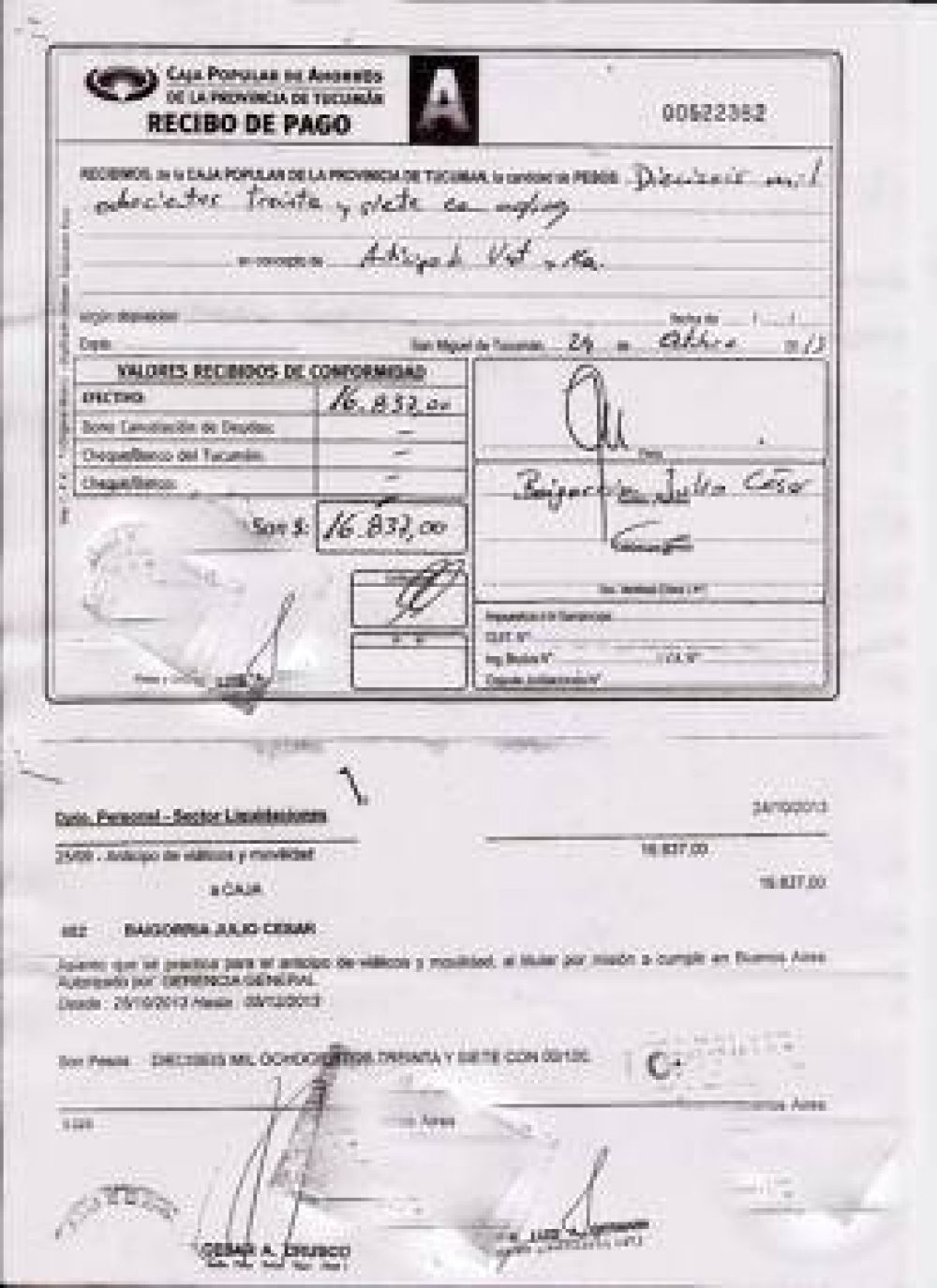 Sospechosos "anticipos de vi�ticos" de Cacho Cortalezzi en la Caja