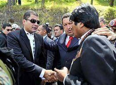 Respaldo de Evo y Ch�vez a "la revoluci�n profunda, r�pida y en paz" de Correa 