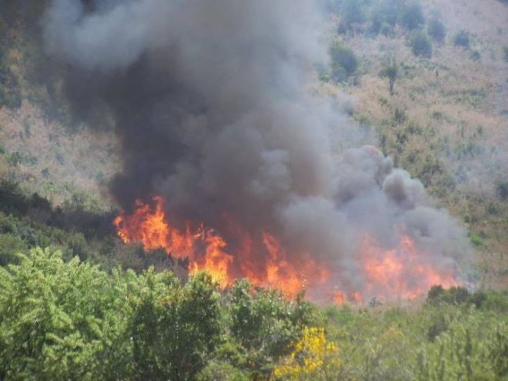 Fuego en la base del Cerro Otto