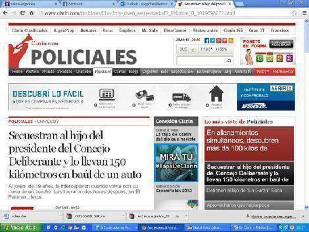 El hecho del que fuera v�ctima el hijo de Dar�o Speranza lleg� a los medios nacionales 
