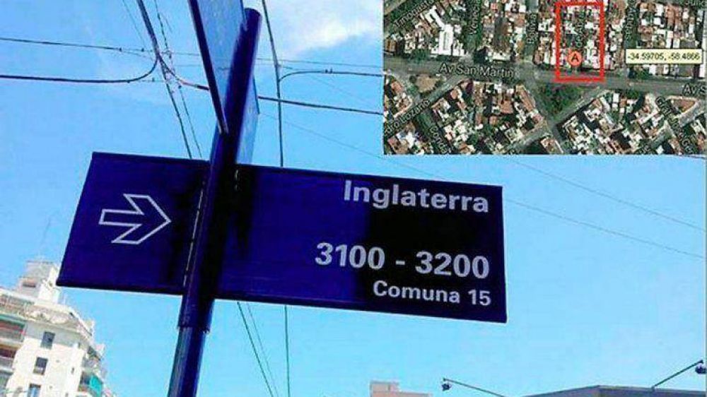 El macrismo volvi� a cambiar el nombre de la calle "2 de abril" por "Inglaterra" y despert� la pol�mica