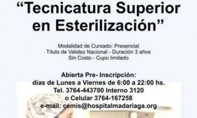 Lanzar�n Tecnicatura Superior en Esterilizaci�n en Misiones
