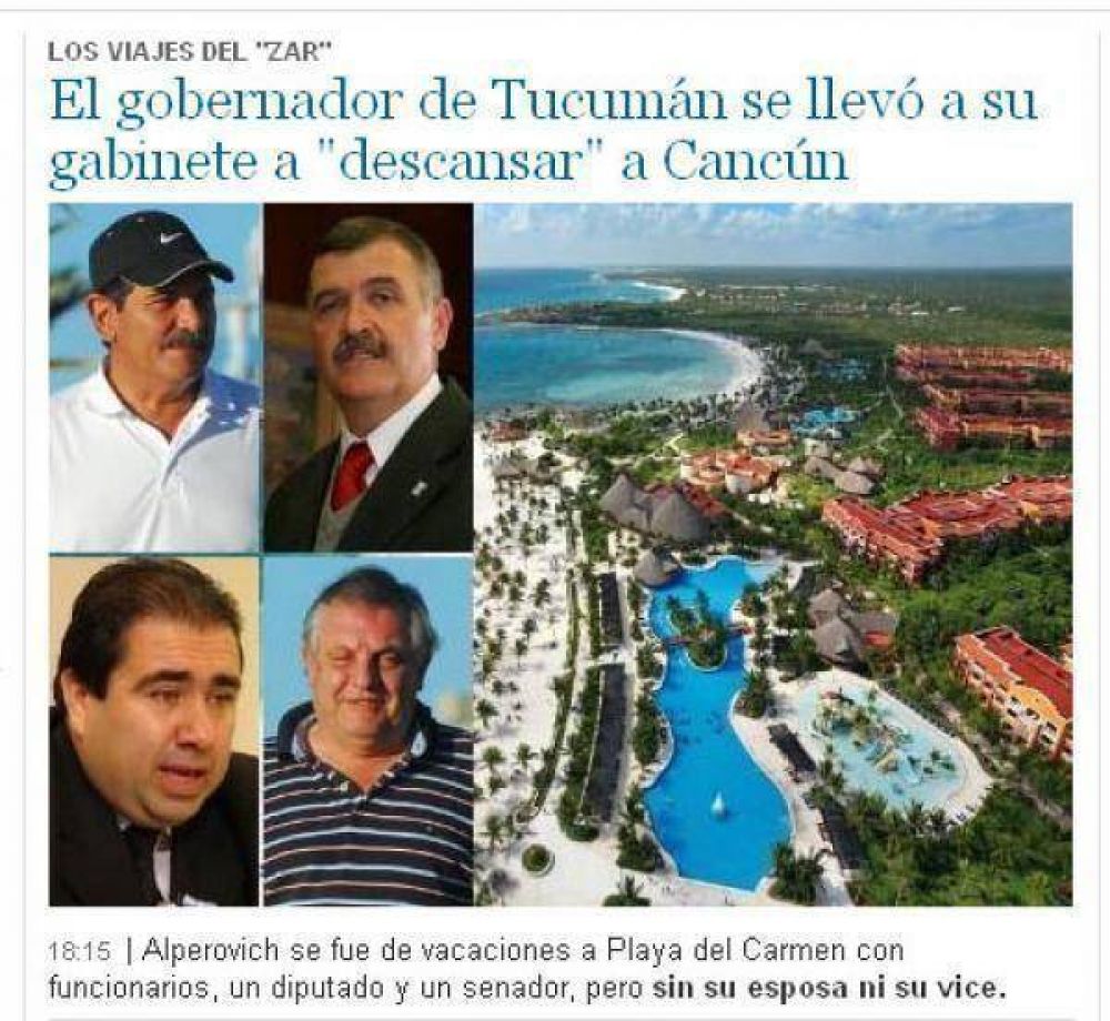 Todos los medios nacionales critican el nuevo viaje de Alperovich al exterior