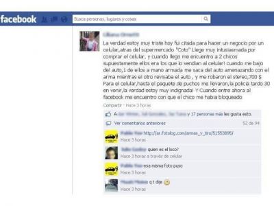 Fue asaltada cuando acudi� a comprar celular ofrecido en un grupo abierto de Facebook
