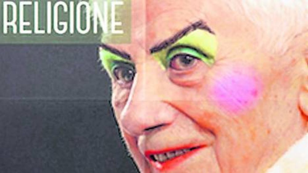 Pol�mica en Italia por una imagen de Benedicto XVI con maquillaje