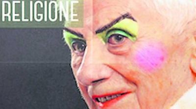 Pol�mica en Italia por una imagen de Benedicto XVI con maquillaje