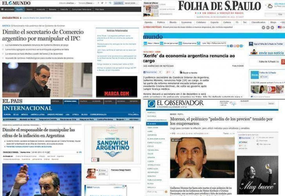 La prensa internacional calific a Moreno como el "sheriff" de Cristina