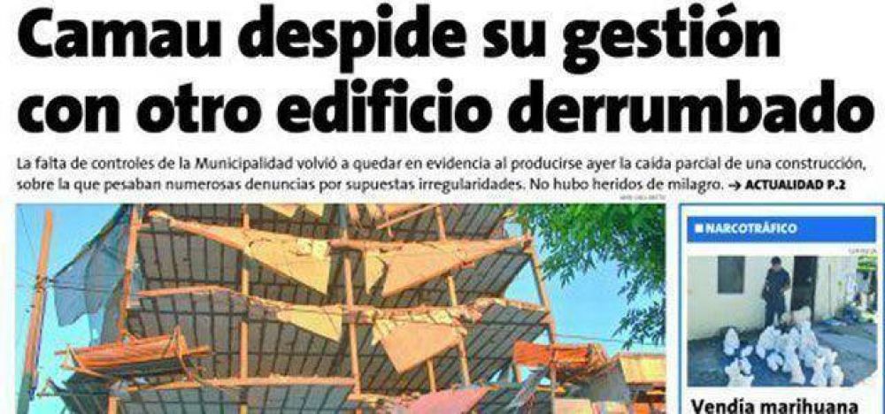 CAMAU SE VA: ADI�S PARA UN CORRUPTO CON OTRO EDIFICIO TRUCHO DERRUMBADO	